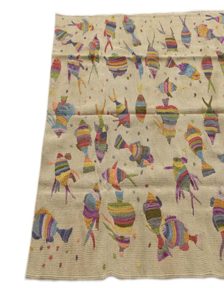 Detail image of  4' 2 x 6'  Hand Woven Kilim Suzani Wool Rug