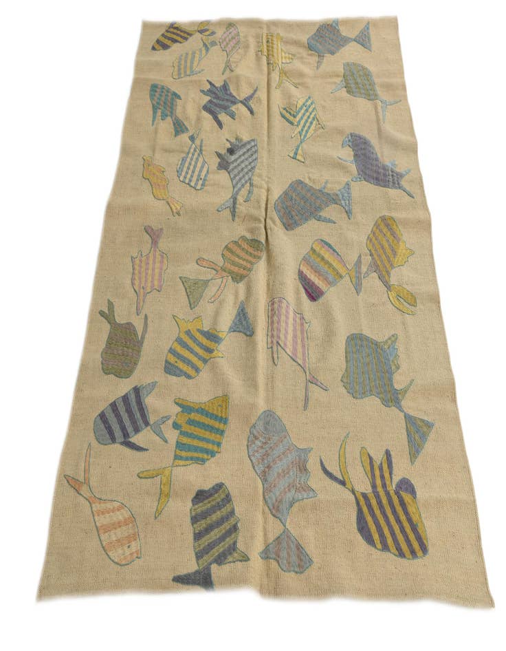 Detail image of  4' 2 x 5' 5  Hand Woven Kilim Suzani Wool Rug