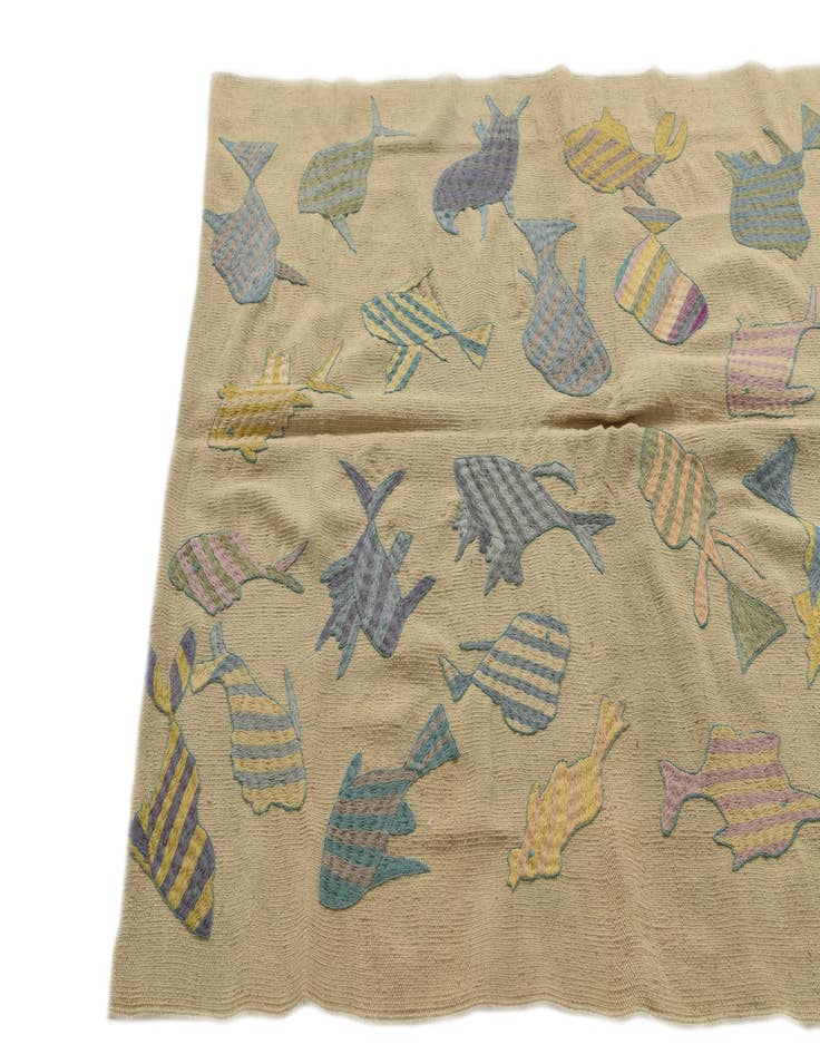 Detail image of  4' 2 x 5' 5  Hand Woven Kilim Suzani Wool Rug