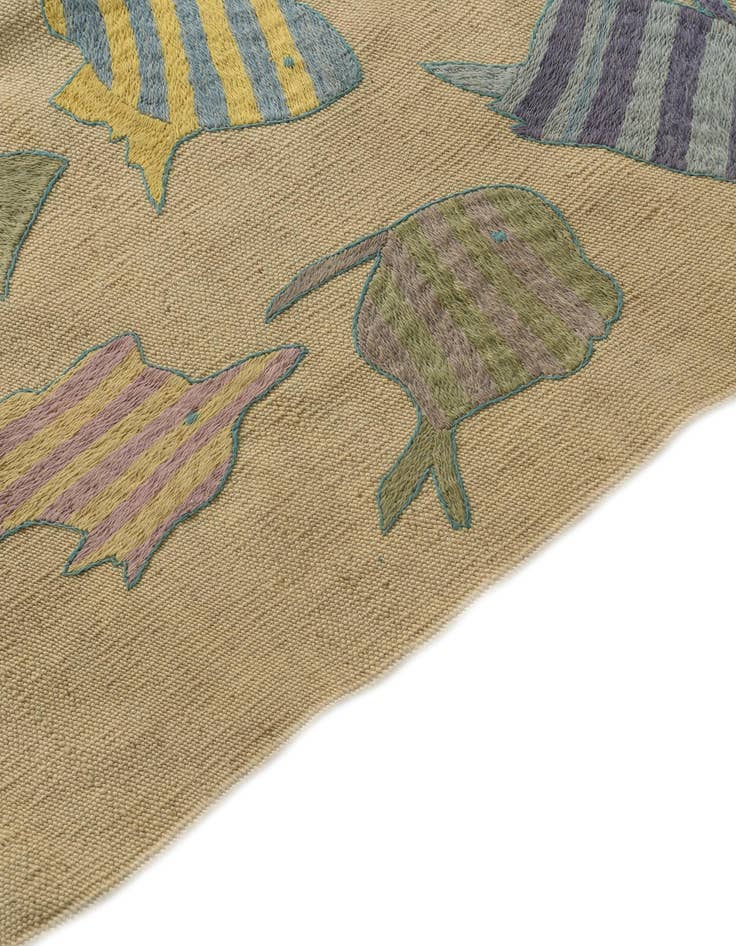 Detail image of  4' 2 x 5' 5  Hand Woven Kilim Suzani Wool Rug