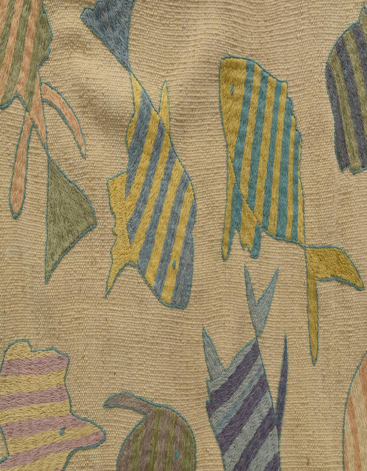 Detail image of  4' 2 x 5' 5  Hand Woven Kilim Suzani Wool Rug