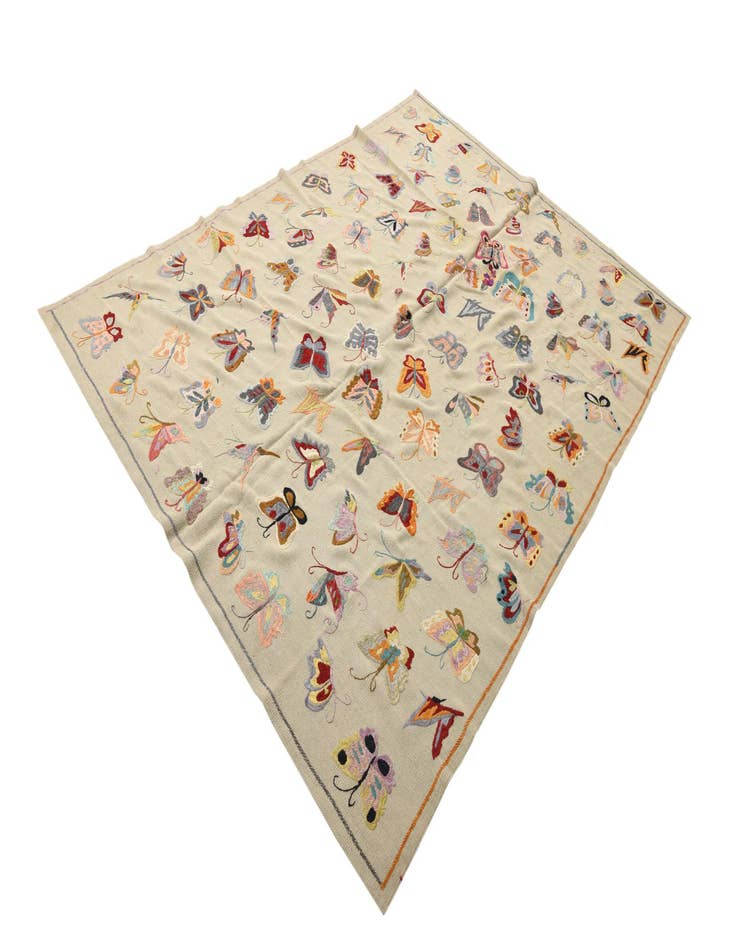 Detail image of  6' 9 x 9' 2  Hand Woven Kilim Suzani Wool Rug