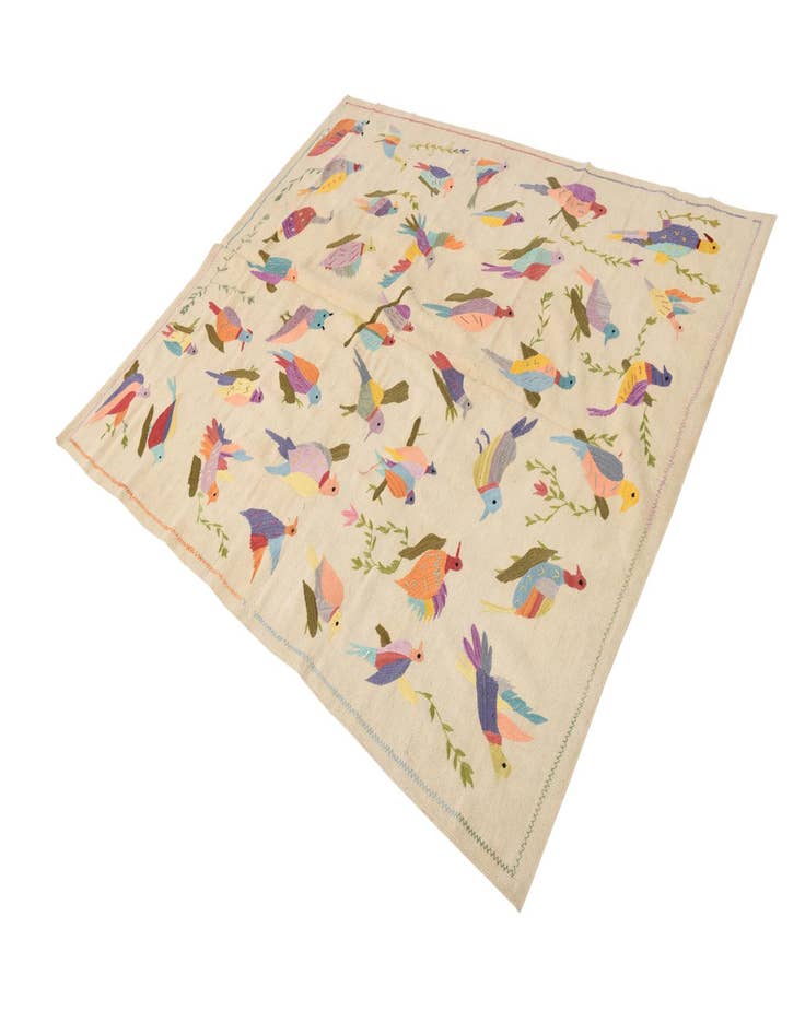 Detail image of  6' x 7' 5  Hand Woven Kilim Suzani Wool Rug