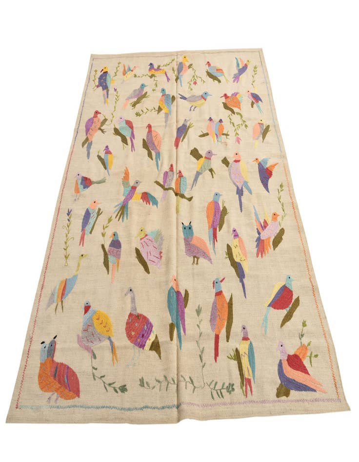 Detail image of  6' x 7' 5  Hand Woven Kilim Suzani Wool Rug