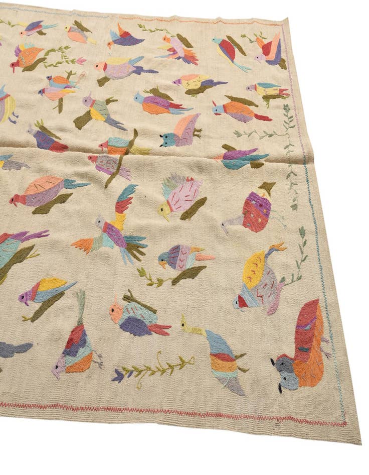 Detail image of  6' x 7' 5  Hand Woven Kilim Suzani Wool Rug