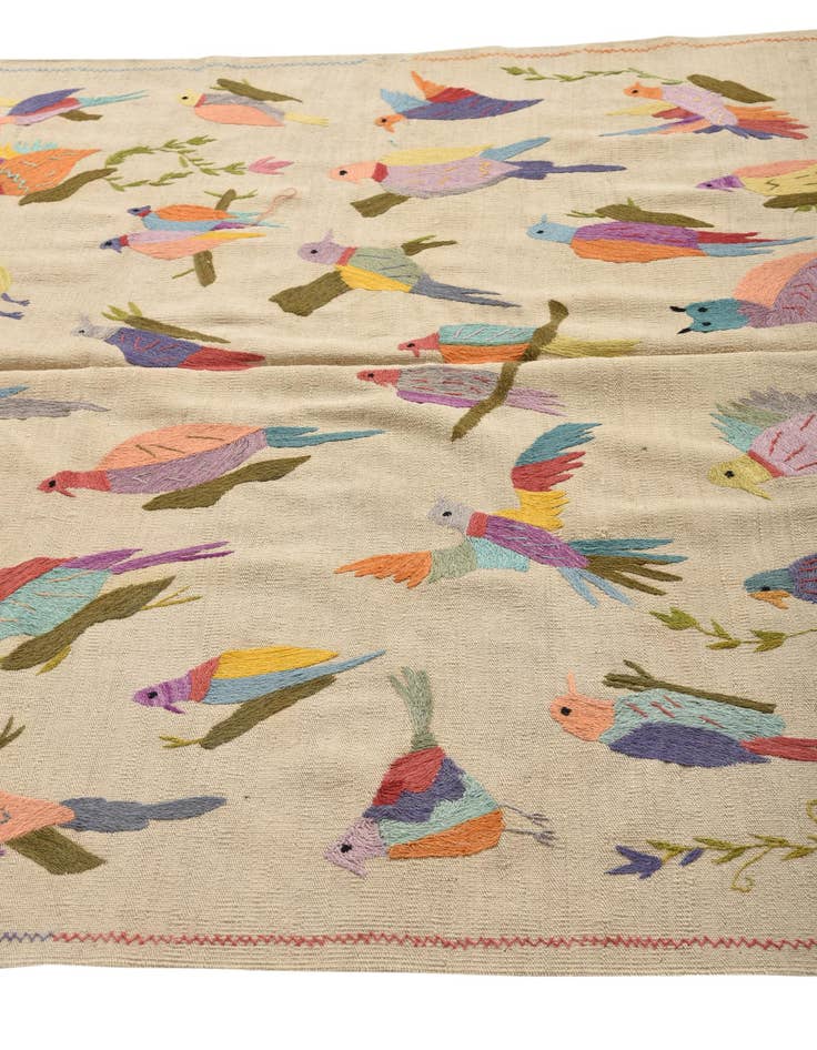 Detail image of  6' x 7' 5  Hand Woven Kilim Suzani Wool Rug