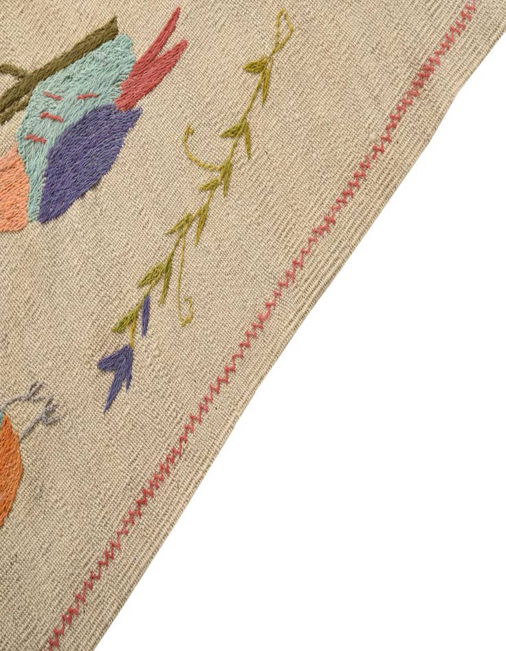 Detail image of  6' x 7' 5  Hand Woven Kilim Suzani Wool Rug