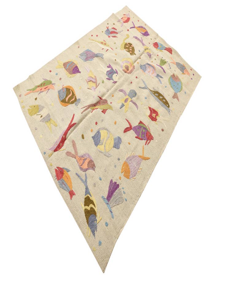 Detail image of  4' x 5' 6  Hand Woven Kilim Suzani Wool Rug