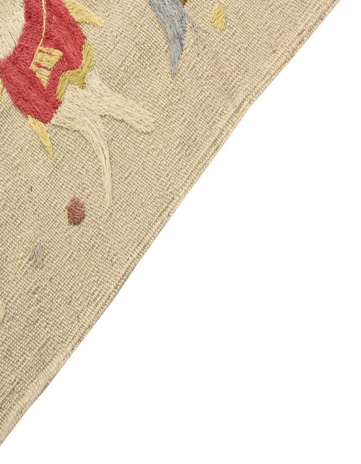 Detail image of  4' x 5' 6  Hand Woven Kilim Suzani Wool Rug