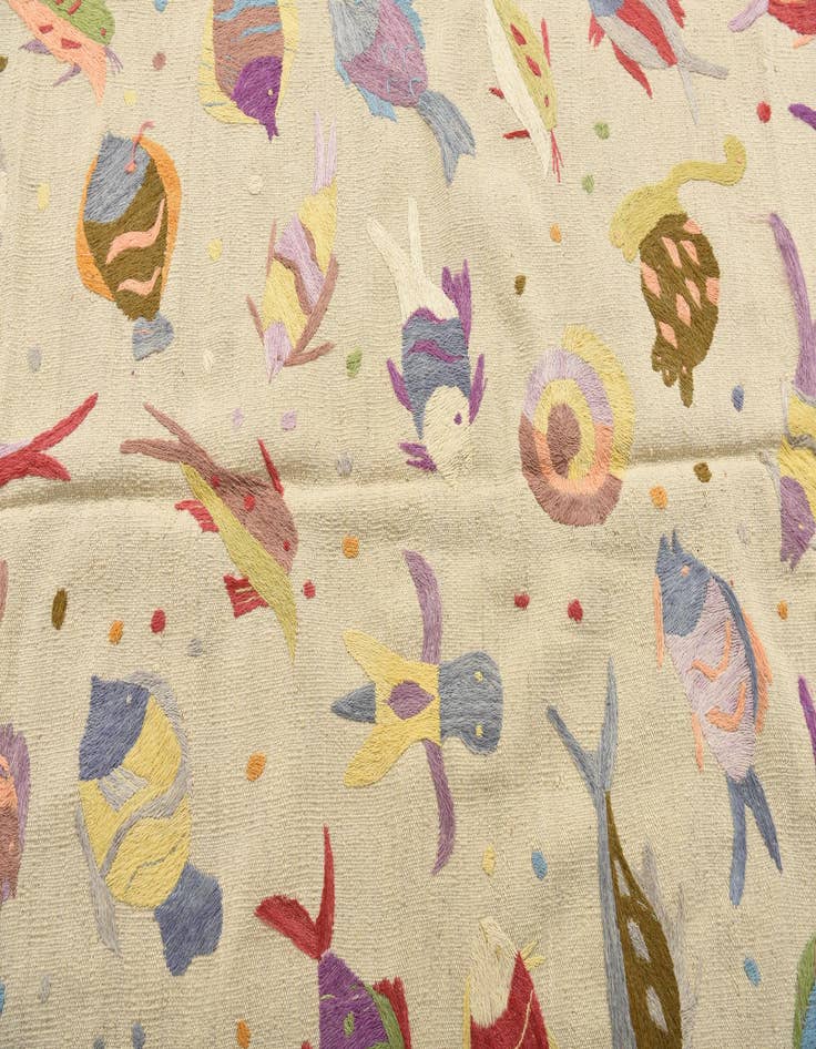 Detail image of  4' x 5' 6  Hand Woven Kilim Suzani Wool Rug