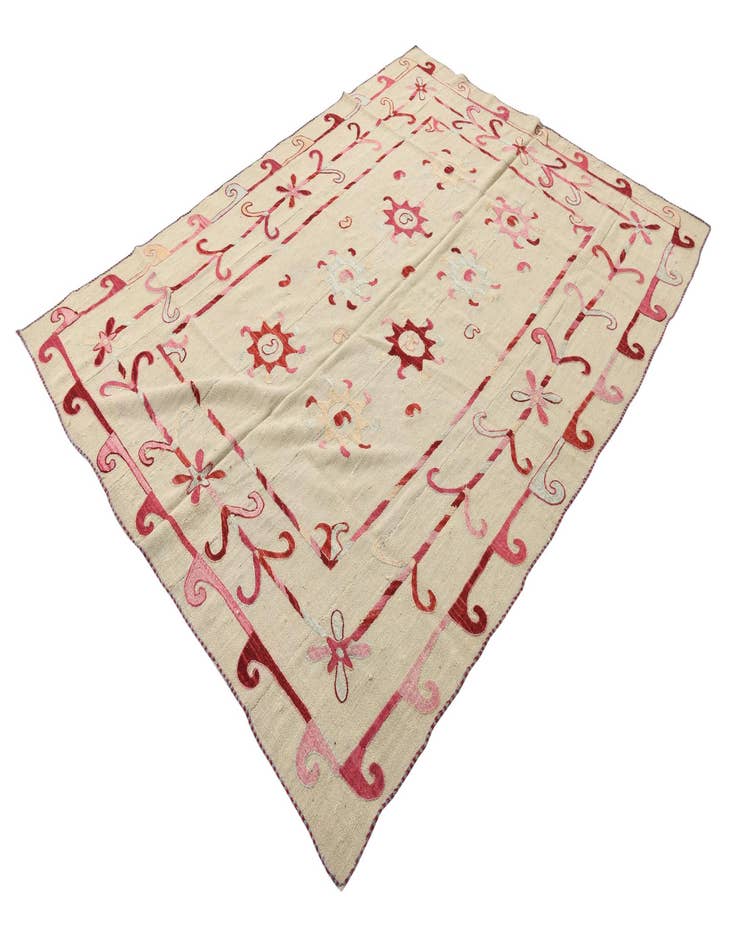 Detail image of  5' 7 x 7' 5  Hand Woven Kilim Suzani Wool Rug