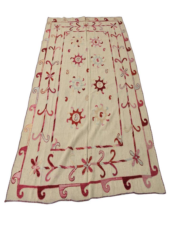 Detail image of  5' 7 x 7' 5  Hand Woven Kilim Suzani Wool Rug