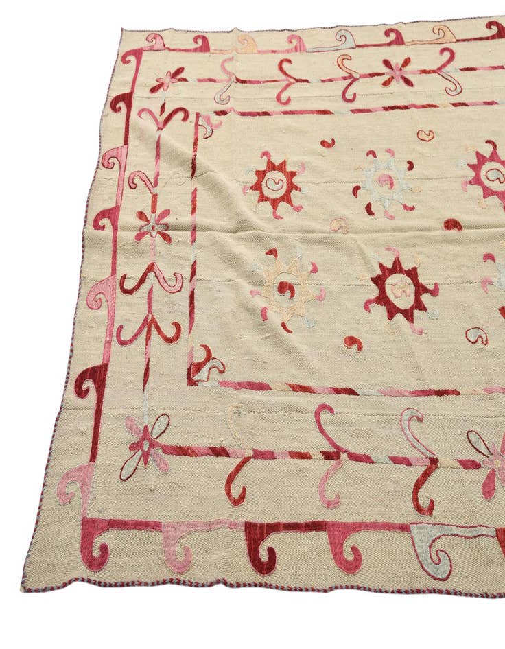 Detail image of  5' 7 x 7' 5  Hand Woven Kilim Suzani Wool Rug