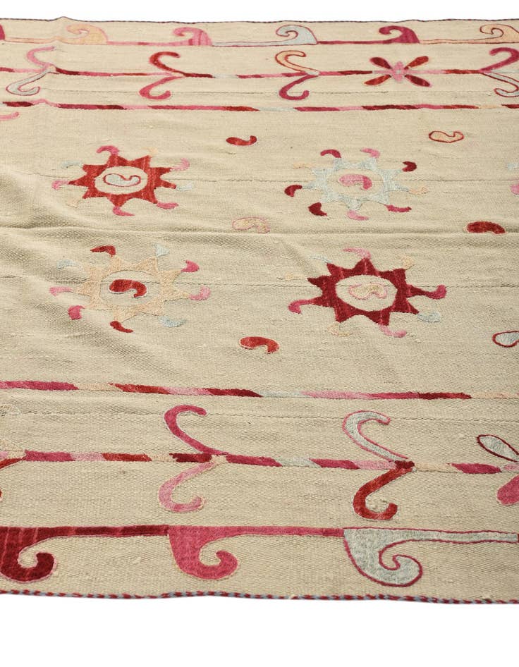 Detail image of  5' 7 x 7' 5  Hand Woven Kilim Suzani Wool Rug