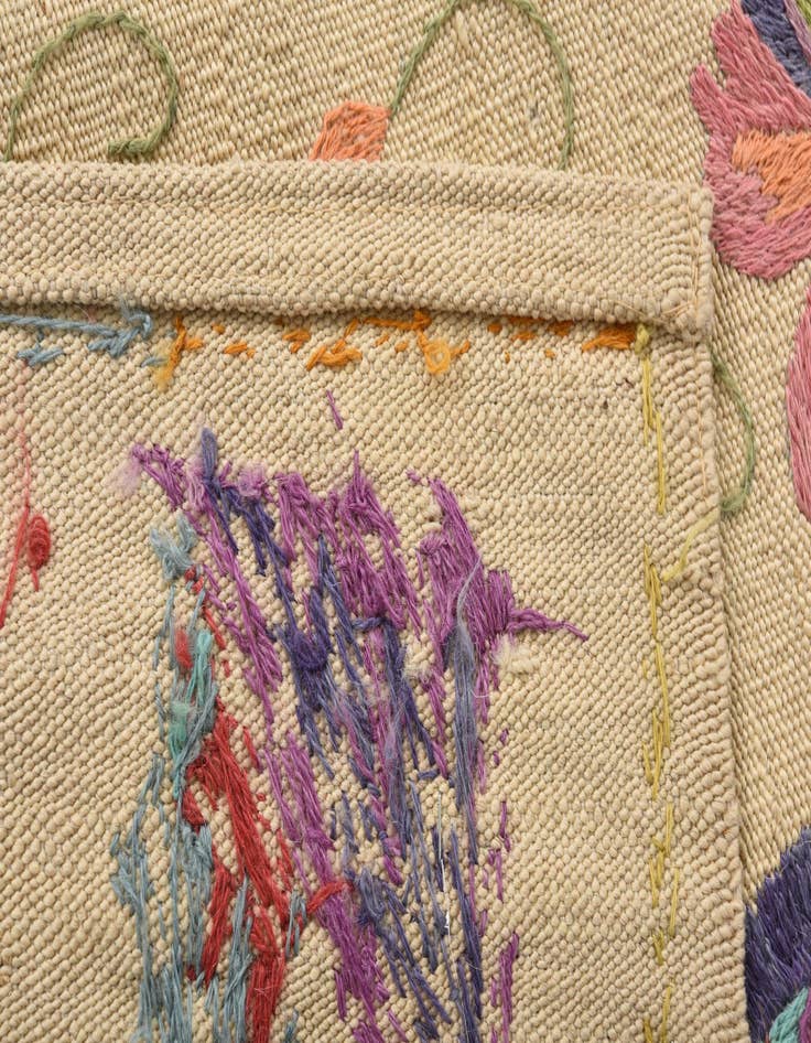 Detail image of  4' 10 x 6' 5  Hand Woven Kilim Suzani Wool Rug