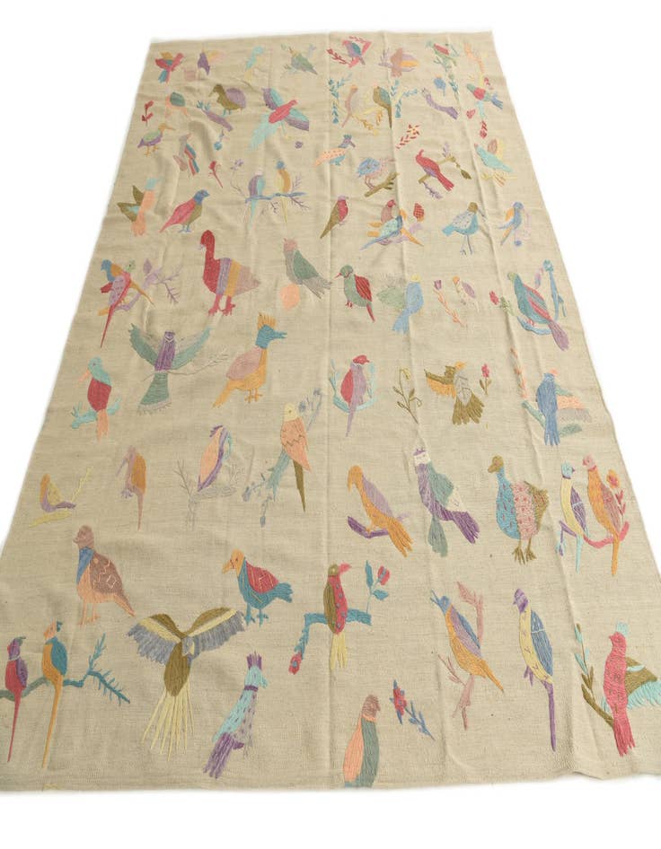 Detail image of  7' 10 x 9' 3  Hand Woven Kilim Suzani Wool Rug