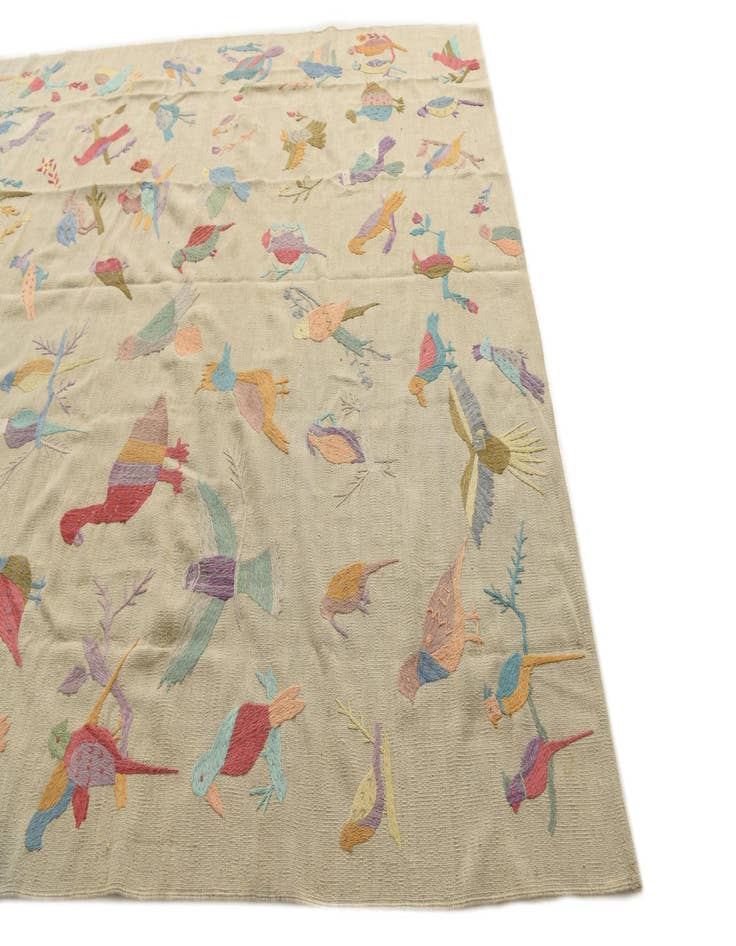 Detail image of  7' 10 x 9' 3  Hand Woven Kilim Suzani Wool Rug