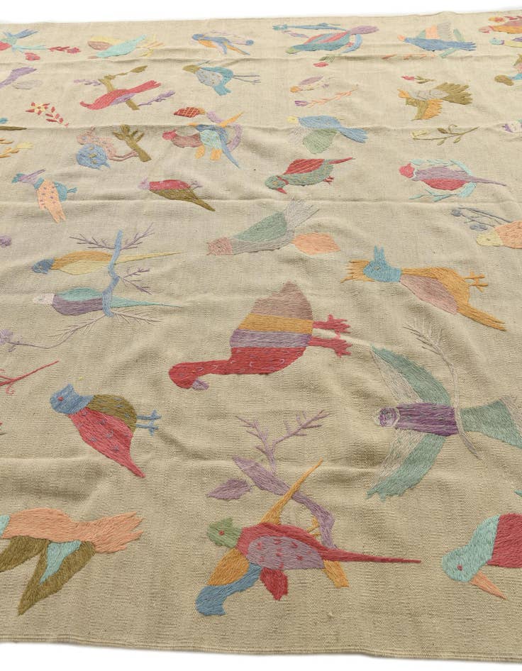 Detail image of  7' 10 x 9' 3  Hand Woven Kilim Suzani Wool Rug