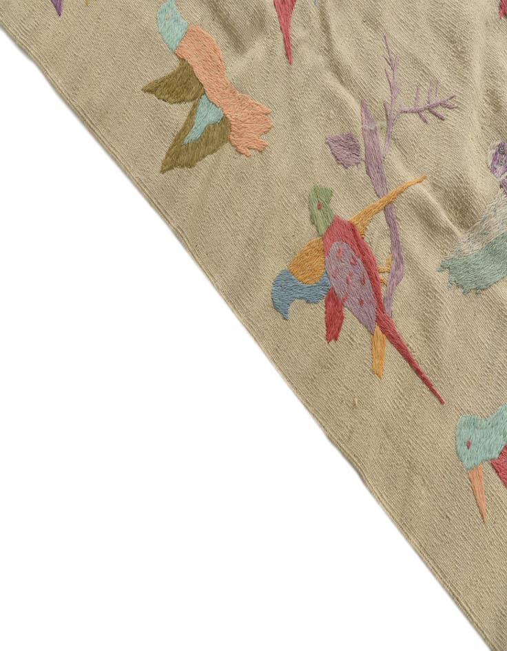 Detail image of  7' 10 x 9' 3  Hand Woven Kilim Suzani Wool Rug