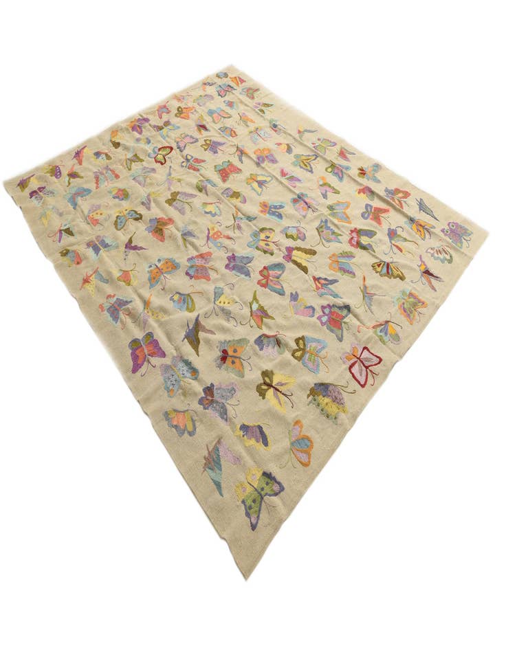 Detail image of  7' 10 x 9' 2  Hand Woven Kilim Suzani Wool Rug