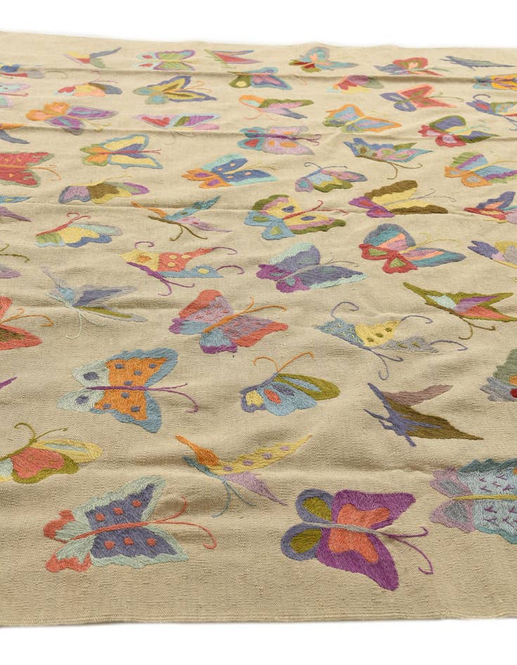 Detail image of  7' 10 x 9' 2  Hand Woven Kilim Suzani Wool Rug