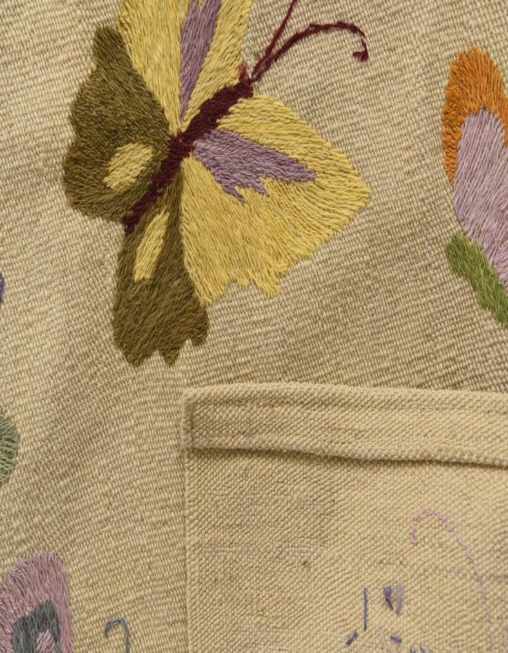 Detail image of  7' 10 x 9' 2  Hand Woven Kilim Suzani Wool Rug