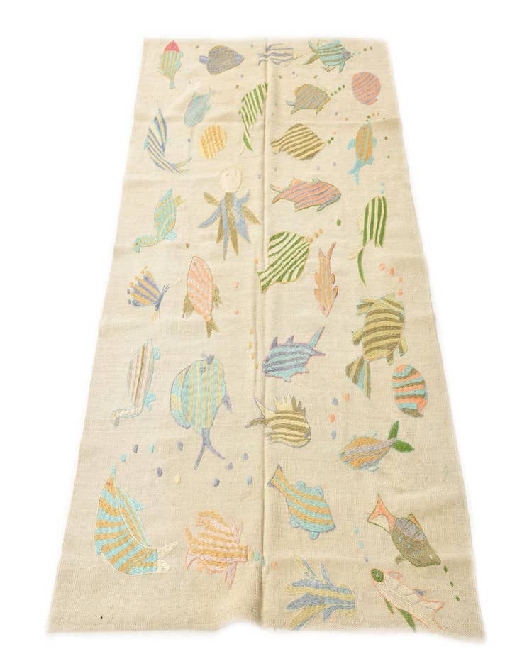 Detail image of  3' 11 x 5' 5  Hand Woven Kilim Suzani Wool Rug