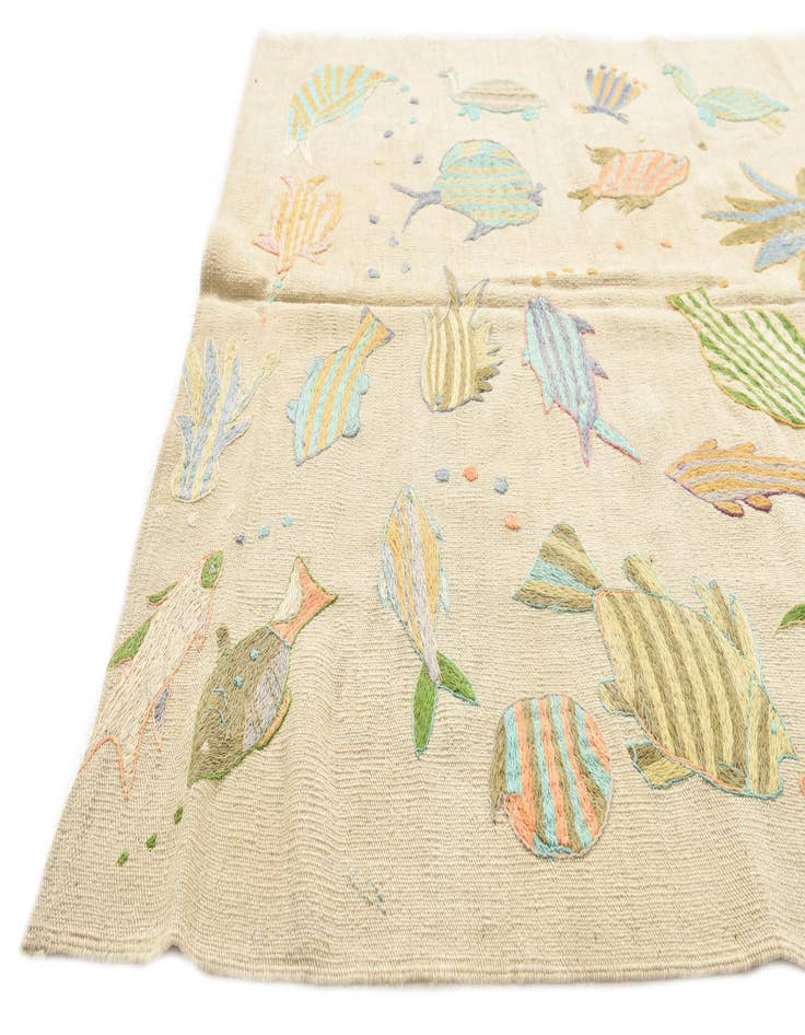 Detail image of  3' 11 x 5' 5  Hand Woven Kilim Suzani Wool Rug