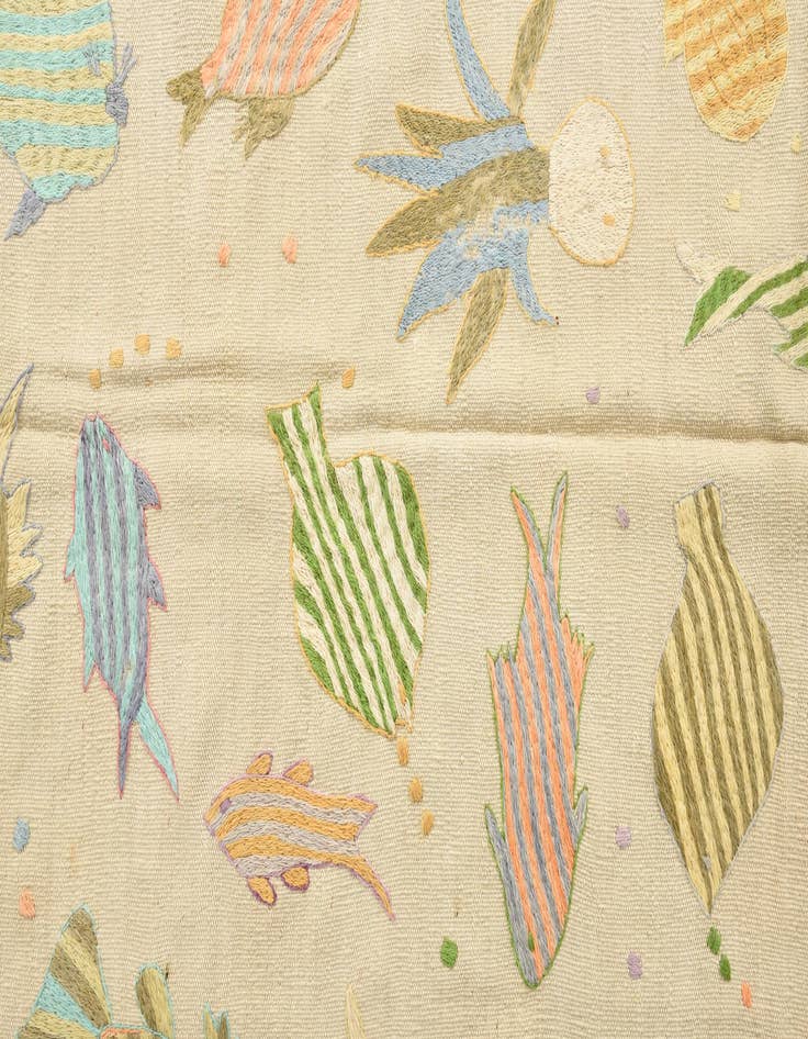 Detail image of  3' 11 x 5' 5  Hand Woven Kilim Suzani Wool Rug