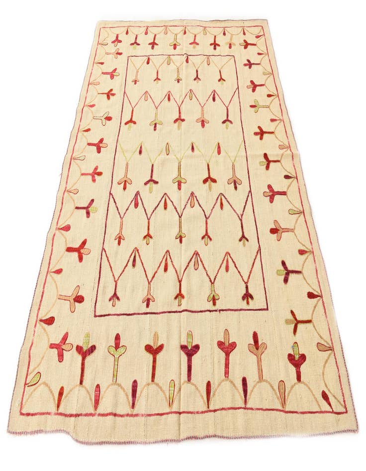 Detail image of  6' x 7' 4  Hand Woven Kilim Suzani Wool Rug