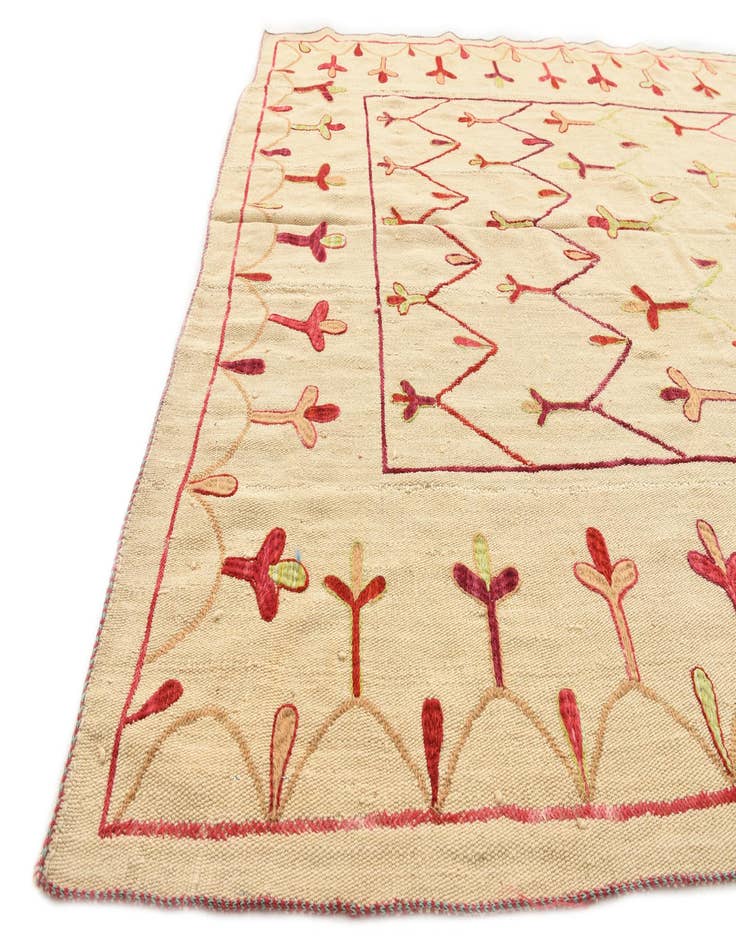Detail image of  6' x 7' 4  Hand Woven Kilim Suzani Wool Rug