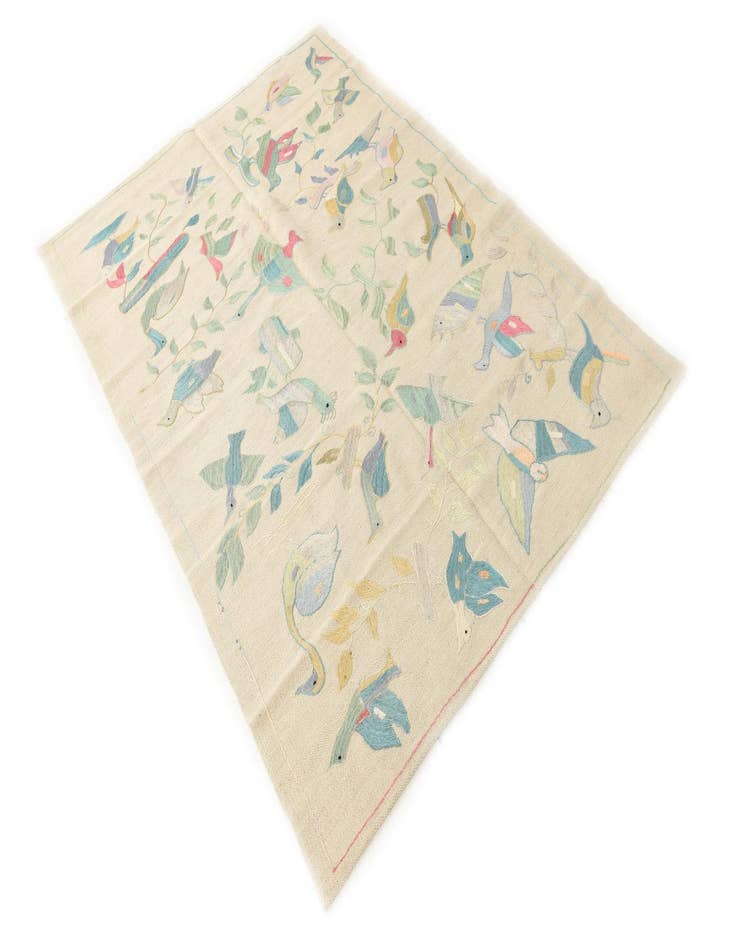 Detail image of  4' 1 x 5' 8  Hand Woven Kilim Suzani Wool Rug