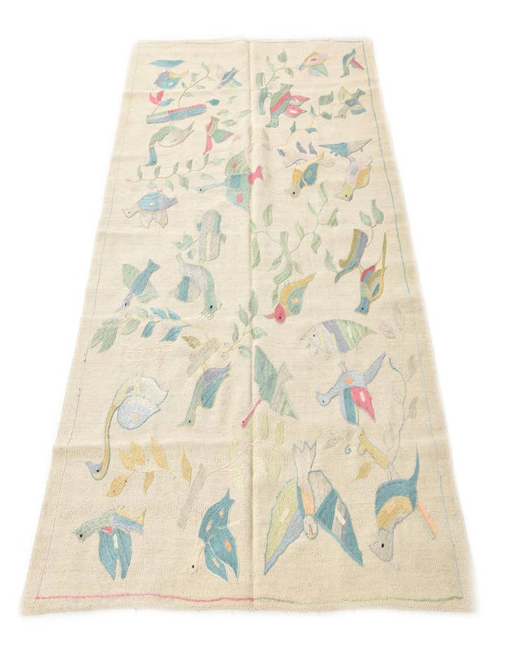 Detail image of  4' 1 x 5' 8  Hand Woven Kilim Suzani Wool Rug