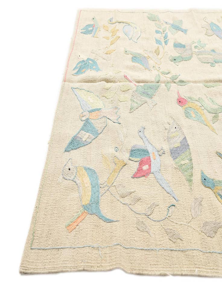 Detail image of  4' 1 x 5' 8  Hand Woven Kilim Suzani Wool Rug