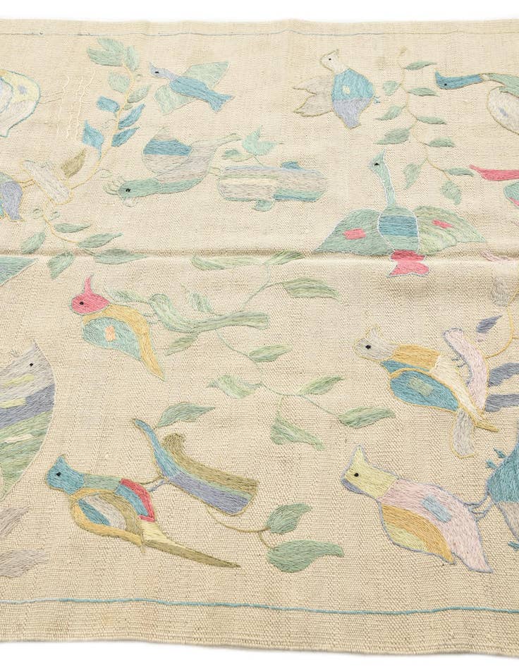 Detail image of  4' 1 x 5' 8  Hand Woven Kilim Suzani Wool Rug