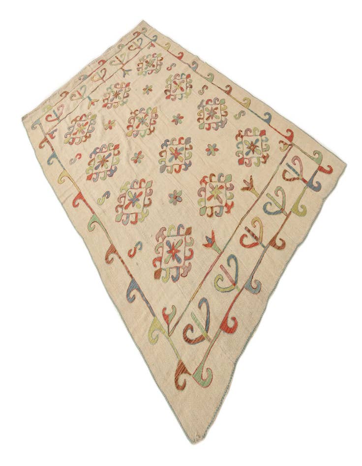 Detail image of  5' 4 x 8' 3  Hand Woven Kilim Suzani Wool Rug