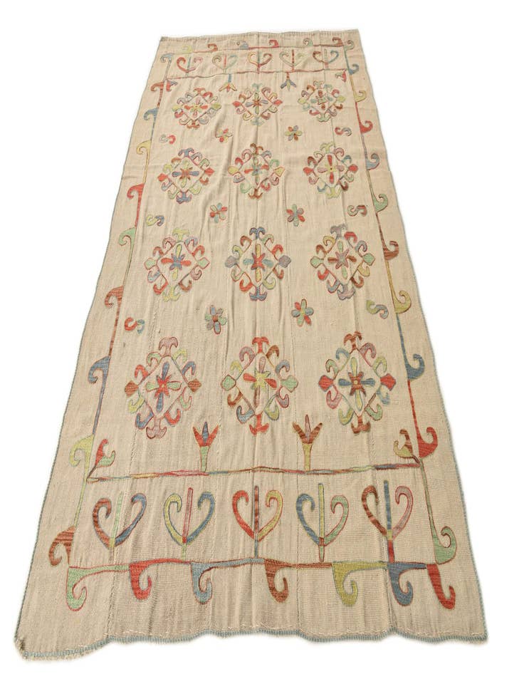 Detail image of  5' 4 x 8' 3  Hand Woven Kilim Suzani Wool Rug