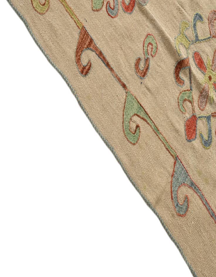 Detail image of  5' 4 x 8' 3  Hand Woven Kilim Suzani Wool Rug