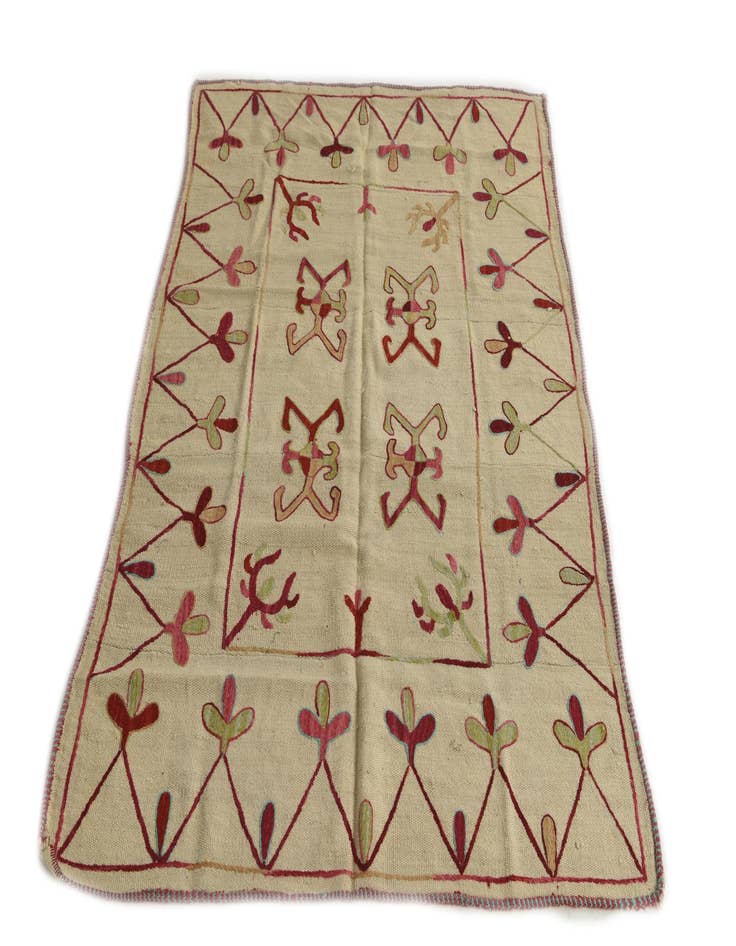 Detail image of  4' 1 x 5' 8  Hand Woven Kilim Suzani Wool Rug