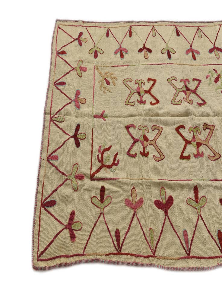 Detail image of  4' 1 x 5' 8  Hand Woven Kilim Suzani Wool Rug