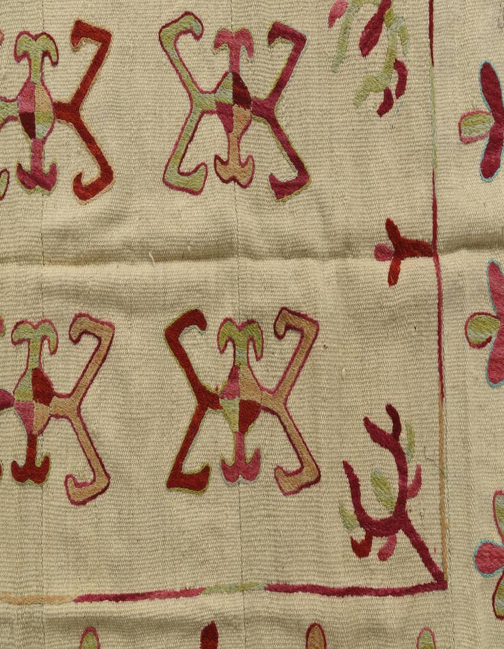 Detail image of  4' 1 x 5' 8  Hand Woven Kilim Suzani Wool Rug