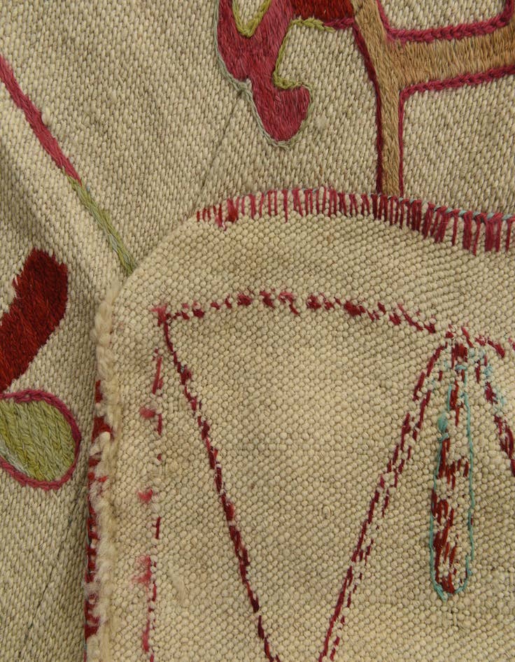 Detail image of  4' 1 x 5' 8  Hand Woven Kilim Suzani Wool Rug