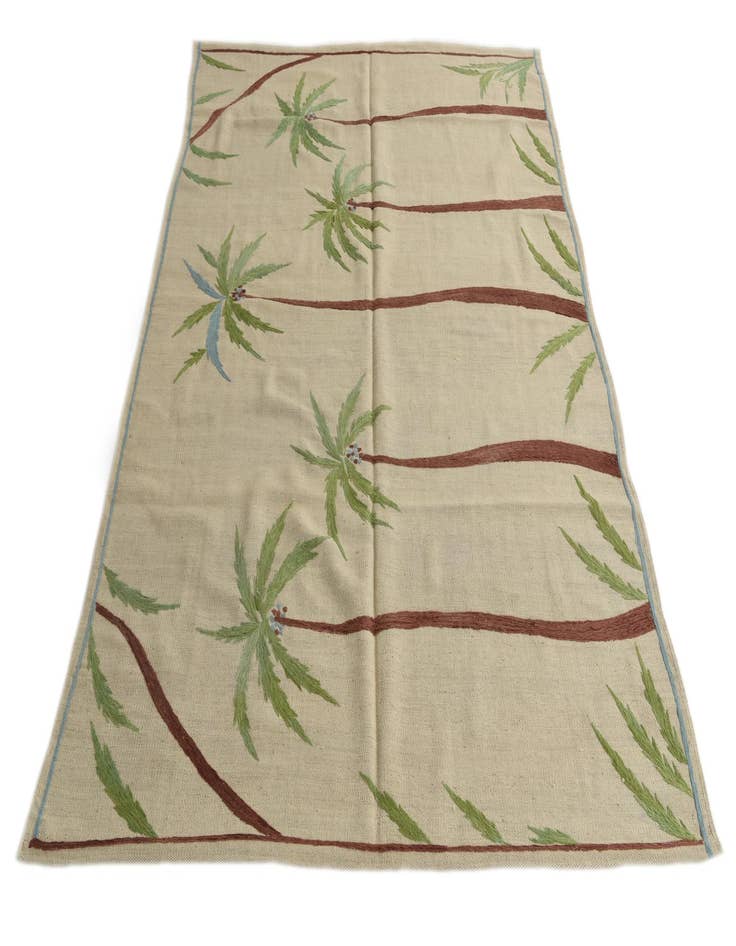 Detail image of  5' 4 x 7' 4  Hand Woven Kilim Suzani Wool Rug