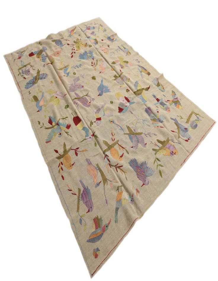 Detail image of  6' 9 x 9' 4  Hand Woven Kilim Suzani Wool Rug