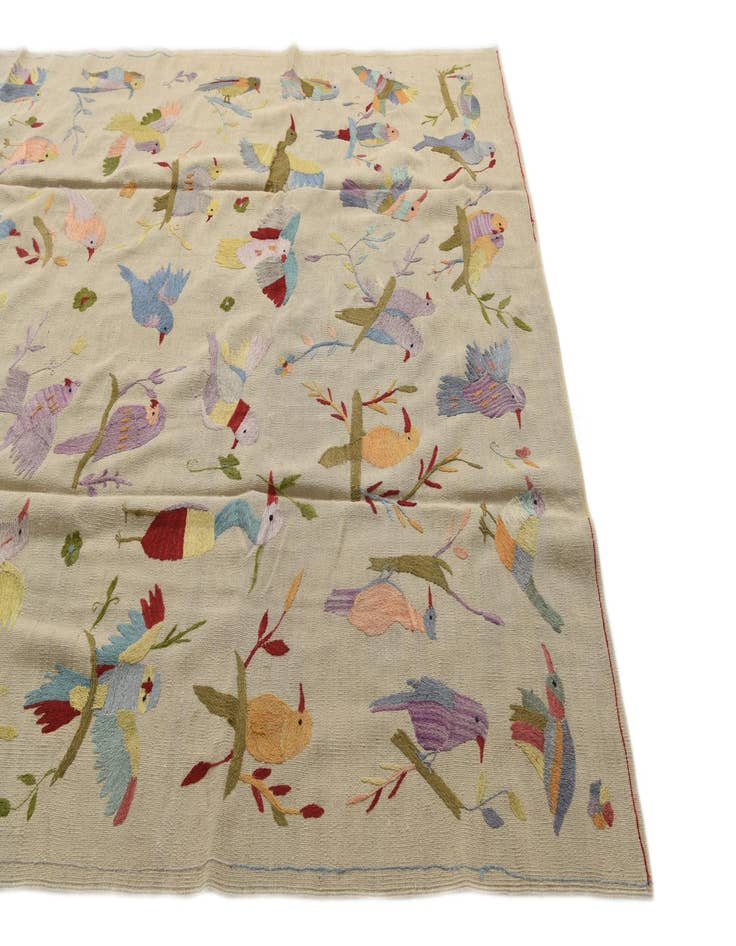 Detail image of  6' 9 x 9' 4  Hand Woven Kilim Suzani Wool Rug