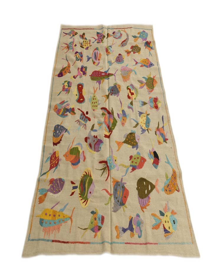 Detail image of  4' 4 x 6' 2  Hand Woven Kilim Suzani Wool Rug