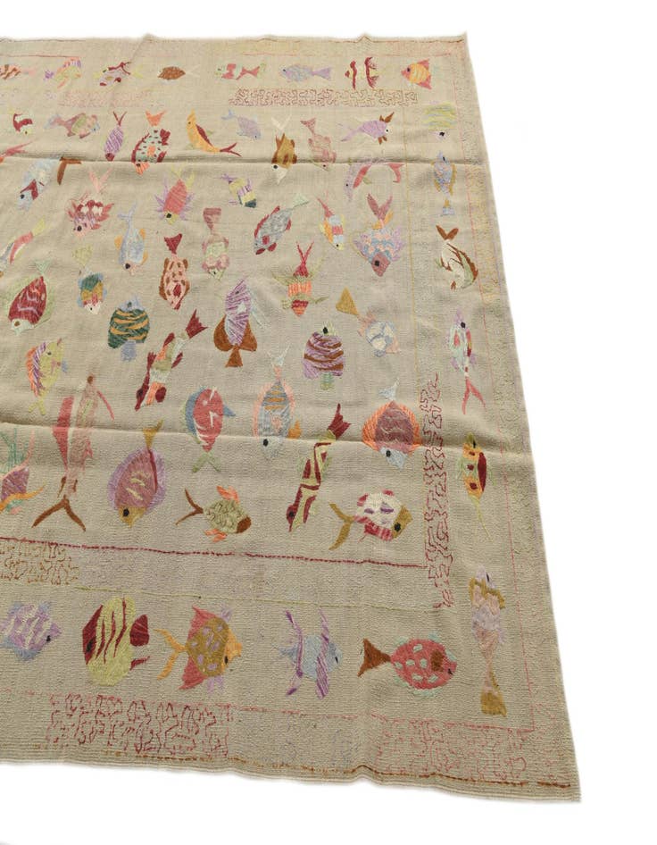 Detail image of  7' x 9' 3  Hand Woven Kilim Suzani Wool Rug