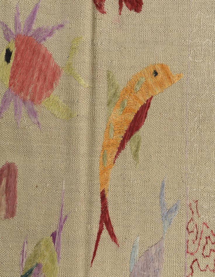 Detail image of  7' x 9' 3  Hand Woven Kilim Suzani Wool Rug