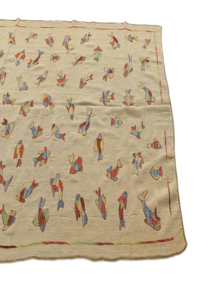 Detail image of  5' x 6' 5  Hand Woven Kilim Suzani Wool Rug