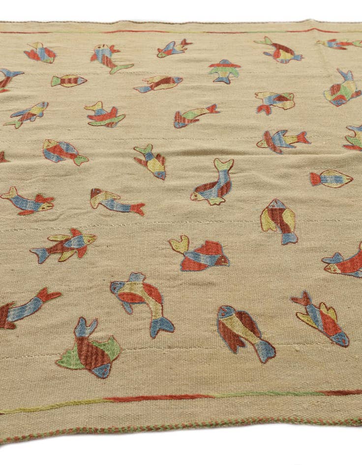 Detail image of  5' x 6' 5  Hand Woven Kilim Suzani Wool Rug